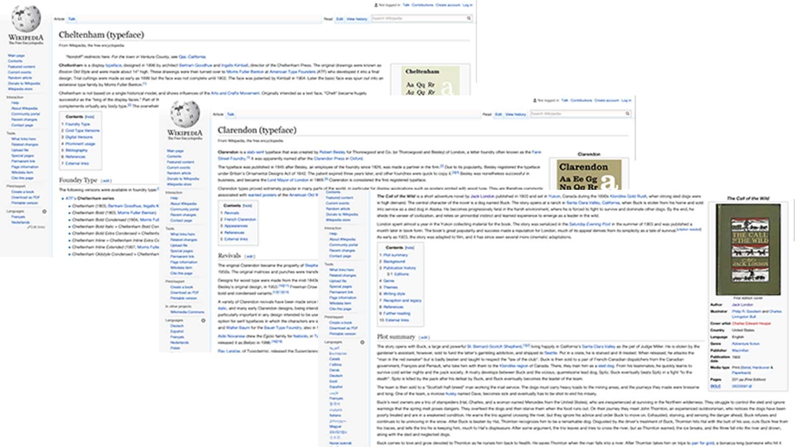 Wikipedia articles from the research phase of the project